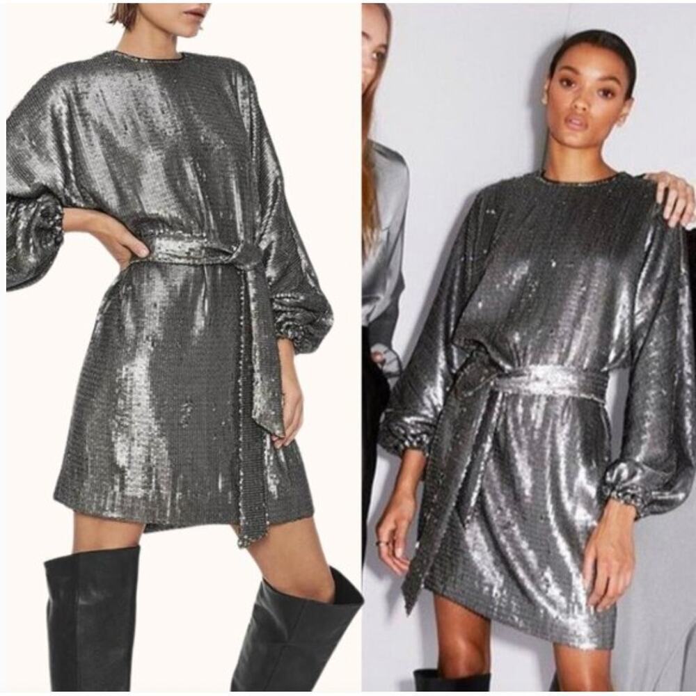 NWT Anine Bing Sequin Long Sleeve Shift Dress